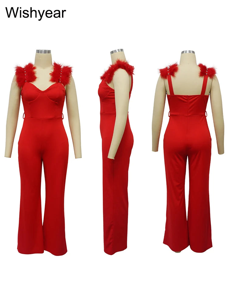 Elegant Ostrich Shoulder Sweetheart Collar Jumpsuit