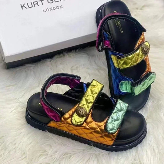 KURT GEIGER Sandals Women Luxury Brand 2024 New Summer Versatile Fashion Slippers Thick Soled Flat Bottomed Beach Slipper Sweet