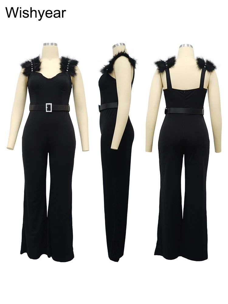 Elegant Ostrich Shoulder Sweetheart Collar Jumpsuit